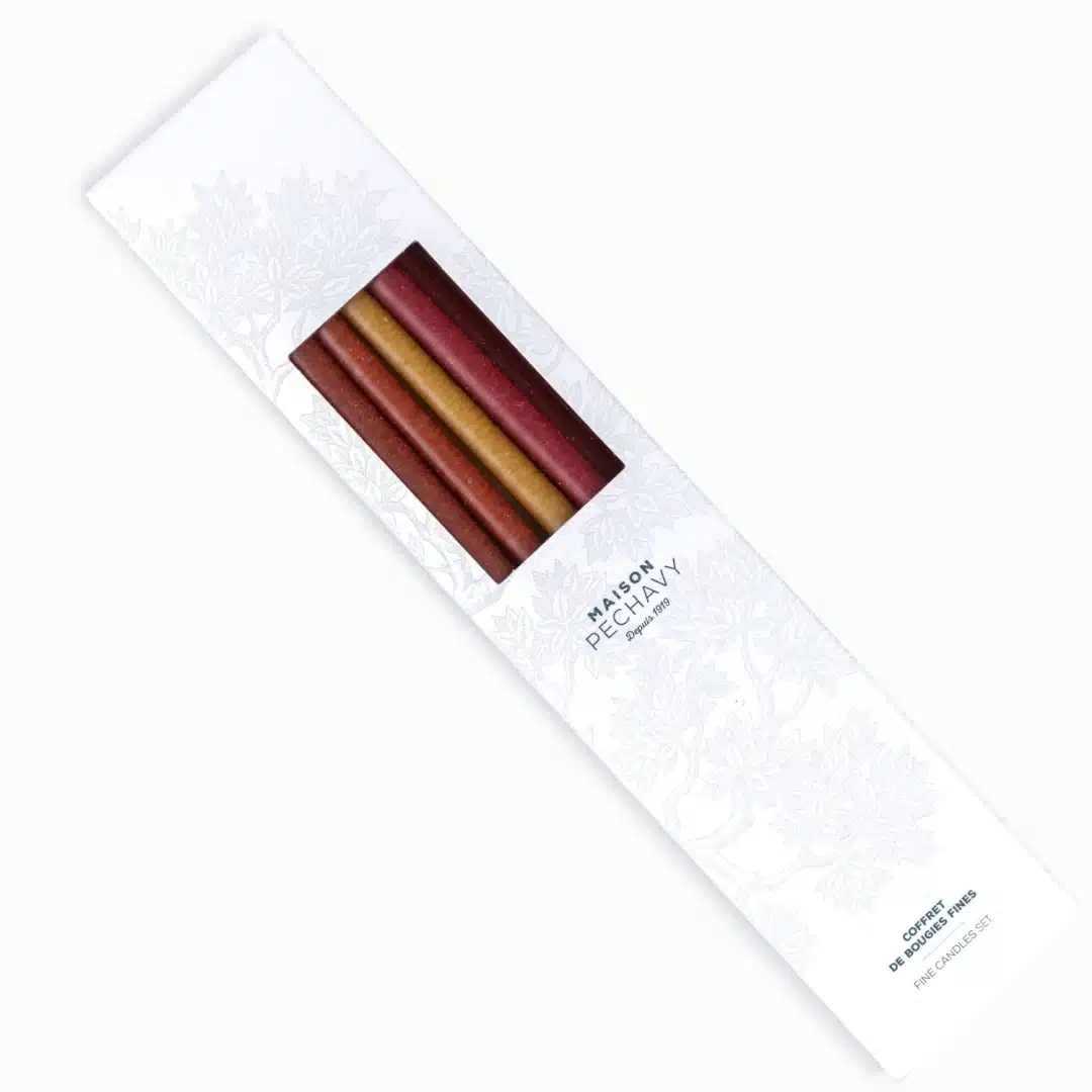 Set of 10 slim candles IKAT TERRACOTTA