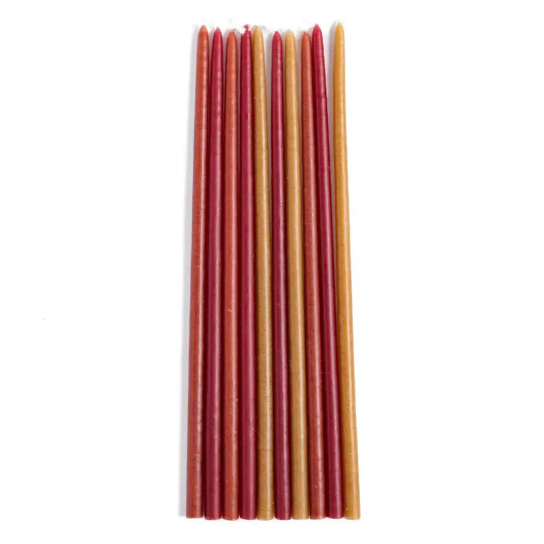 Set of slim candles and candleholders GEMME-ikat terracotta - Image 3