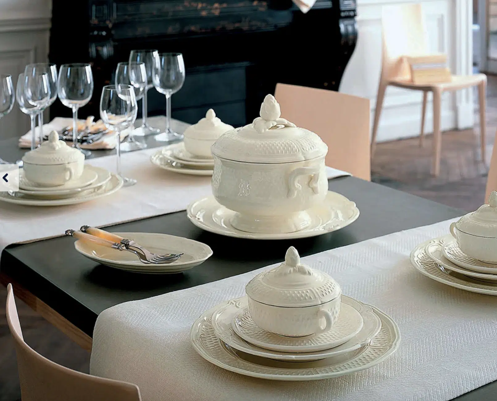 Set of 4 dinner plates - Pont aux Choux Blanc - Image 3